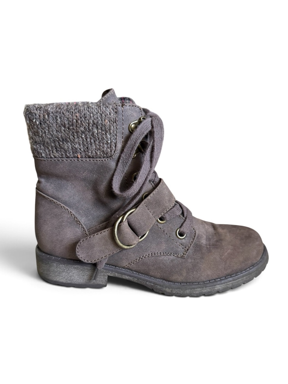 Roxy Davie Knit Moto Ankle Boots Brown Size 7